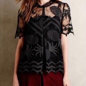 HD in Paris/Anthropologie black lace pineapple top